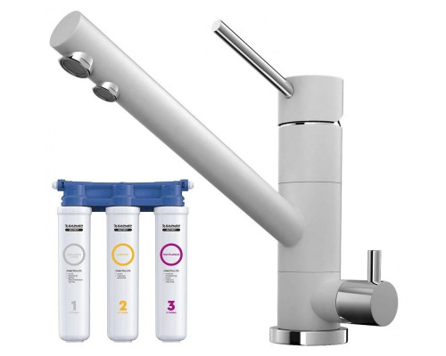 Приобрести Смеситель для кухни с фильтром Omoikiri Tonami-WH белый  4994061 + H851P00 в магазине сантехники Santeh-Crystal.ru