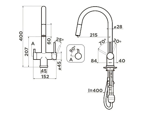 Заказать Смеситель для кухни с фильтром Omoikiri Akita-S-C 4994330 + H851P00 в магазине сантехники Santeh-Crystal.ru