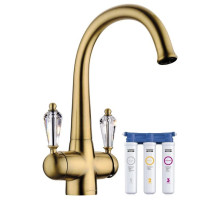 Смеситель для кухни с фильтром Omoikiri Okinawa-AB античная латунь 4994056 + H851P00