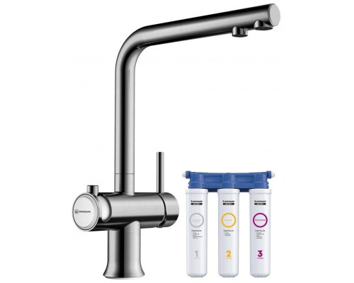 Заказать Смеситель для кухни с фильтром Omoikiri Hotaru-IN-WH нержавеющая сталь/белый 4994050 + H851P00 в магазине сантехники Santeh-Crystal.ru