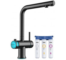 Смеситель для кухни с фильтром Omoikiri Hotaru-B вороненая сталь/голубой 4994029 + H851P00