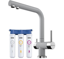 Смеситель для кухни с фильтром Omoikiri Nagano-GR ленинградский серый 4994219 + H851P00