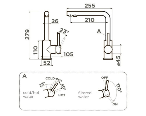 Приобрести Смеситель для кухни с фильтром Omoikir Nakagawa 2 Plus-C хром 4994341 + H851P00 в магазине сантехники Santeh-Crystal.ru