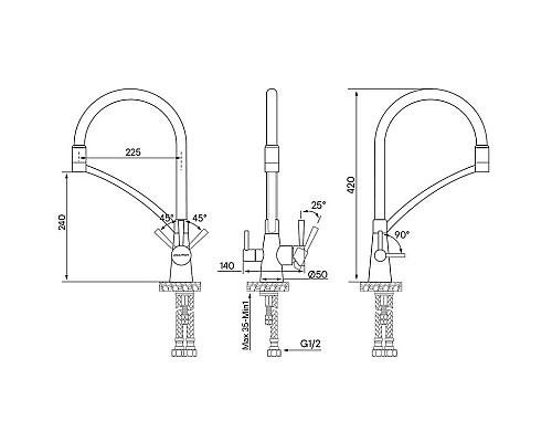 Купить Смеситель для кухни с фильтром Paulmark Sigen Si213111-308 + H851P00 в магазине сантехники Santeh-Crystal.ru