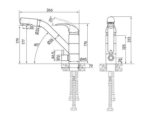 Купить Смеситель для кухни с фильтром Paulmark Hessen He213017-NI + H851P00 в магазине сантехники Santeh-Crystal.ru