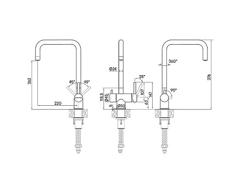 Купить Смеситель для кухни с фильтром Paulmark Wetter WE213030-BG + H851P00 в магазине сантехники Santeh-Crystal.ru