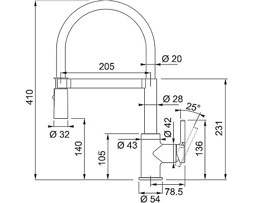 Приобрести Смеситель для кухни Franke Lina Semi Pro 115.0626.085 в магазине сантехники Santeh-Crystal.ru