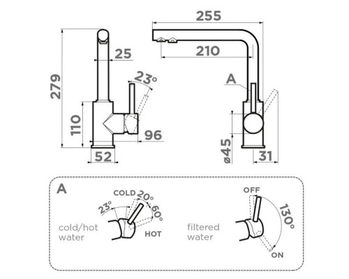 Заказать Смеситель для кухни с подключением к фильтру Omoikiri Nakagawa 2 Plus-DC 4994413 в магазине сантехники Santeh-Crystal.ru