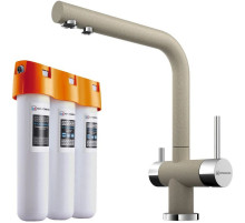 Смеситель для кухни с фильтром Omoikiri Nagano-SA + Pure drop Lite бежевый 4055.8028