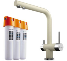 Смеситель для кухни с фильтром Omoikiri Nagano-BE + Pure drop Lite ваниль 4044.8028
