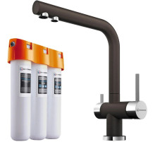 Смеситель для кухни с фильтром Omoikiri Nagano-DC + Pure drop Lite темный шоколад 4048.8028
