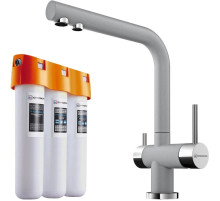 Смеситель для кухни с фильтром Omoikiri Nagano-GR + Pure drop Lite ленинградский серый 4219.8028