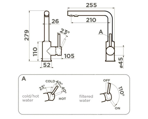 Купить Смеситель для кухни с подключением к фильтру Omoikiri Nakagawa 2 Plus-LG светлое золото 4994482 в магазине сантехники Santeh-Crystal.ru