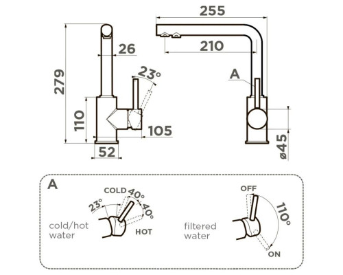 Купить Смеситель для кухни с подключением к фильтру Omoikiri Nakagawa 2 Plus-CA карамель 4994422 в магазине сантехники Santeh-Crystal.ru