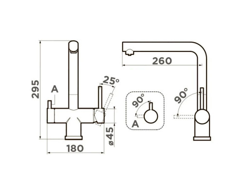 Приобрести Смеситель для кухни с подключением к фильтру Omoikiri Takamatsu-LG светлое золото 4994477 в магазине сантехники Santeh-Crystal.ru