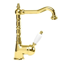 Смеситель для раковины золото 24 карата, ручка белая Cezares Elite ELITE-LSM2-03/24-Bi