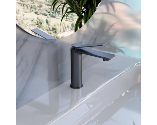 Смеситель для раковины Vincea Verse VBF-2VE1GM без донного клапана, вороненая сталь