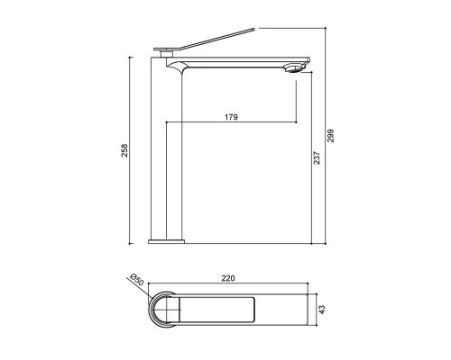 Смеситель для раковины Vincea Verse VBF-2VE2MB без донного клапана, черный матовый