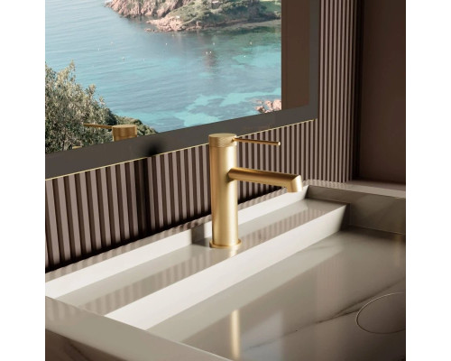 Смеситель для раковины Vincea Rim VBF-2RM1BG без донного клапана, золотой матовый