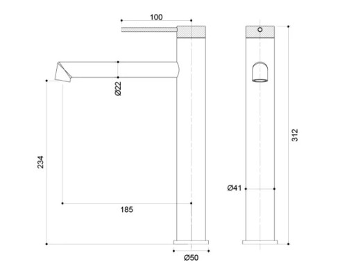 Смеситель для раковины Vincea Rim VBF-2RM2CH без донного клапана, хром