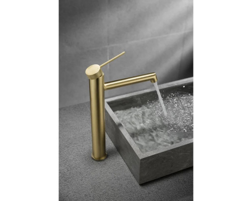 Смеситель для раковины Vincea Rim VBF-2RM2BG без донного клапана, золотой матовый