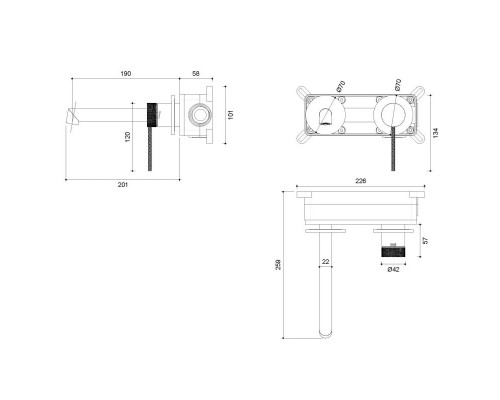 Смеситель для раковины Vincea Rim VBFW-2RM1CH встраиваемый, без донного клапана, хром