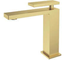 Смеситель для раковины Vincea Dice VBF-2DS1BG без донного клапана, золотой матовый