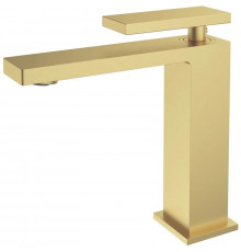 Смеситель для раковины Vincea Dice VBF-2DS1BG без донного клапана, золотой матовый