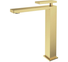 Смеситель для раковины Vincea Dice VBF-2DS2BG без донного клапана, золотой матовый