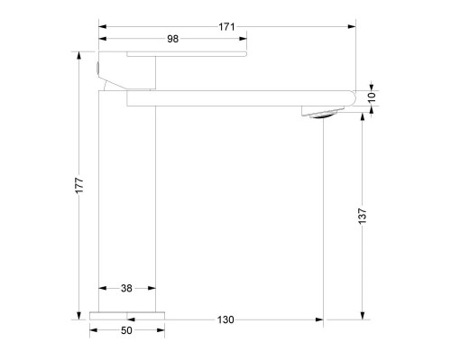 Смеситель для раковины Vincea Vogue VBF-2VS1GM без донного клапана, вороненая сталь