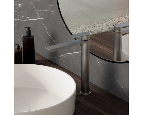 Смеситель для раковины Vincea Vogue VBF-2VS2GM без донного клапана, вороненая сталь