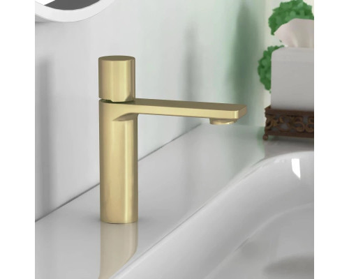 Смеситель для раковины Vincea Vogue VBF-4V3BG без донного клапана, золотой матовый