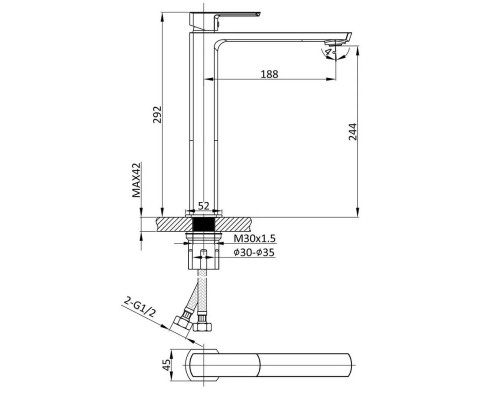 Смеситель для раковины Vincea Next VBF-1N2BG без донного клапана, золотой матовый