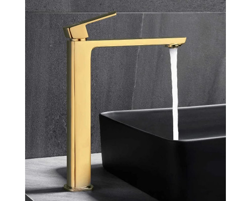 Смеситель для раковины Vincea Next VBF-1N2BG без донного клапана, золотой матовый