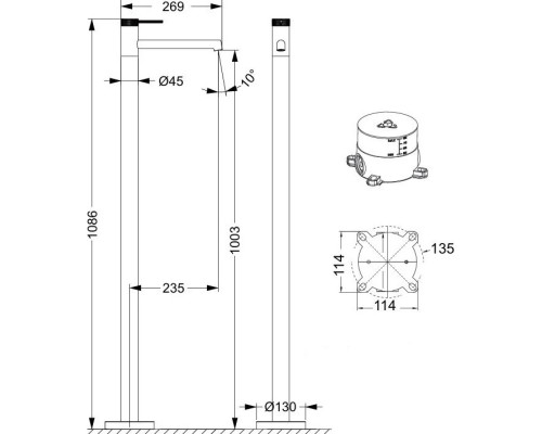 Смеситель напольный для раковины Vincea Rim VFBF-2R1GM вороненая сталь
