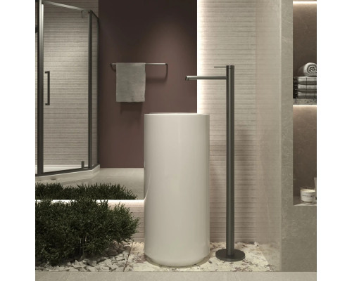 Смеситель напольный для раковины Vincea Rim VFBF-2R1GM вороненая сталь