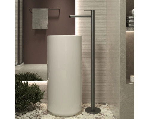 Смеситель напольный для раковины Vincea Rim VFBF-2R1GM вороненая сталь