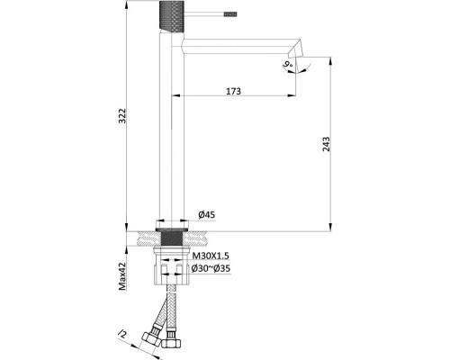 Смеситель для раковины Vincea Desire VBF-1D2BN без донного клапана, сатин
