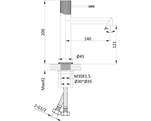Смеситель для раковины Vincea Desire VBF-1D1BN без донного клапана, сатин