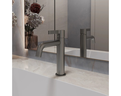 Смеситель для раковины Vincea Villa VBF-1VL1GM без донного клапана, вороненая сталь