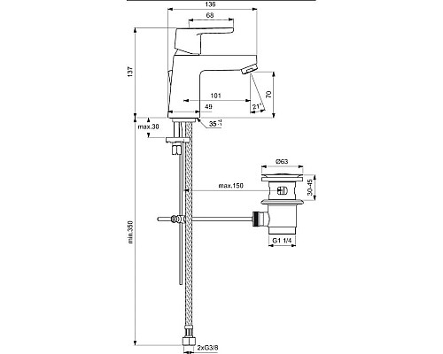 Заказать Смеситель для раковины с донным клапаном Ideal Standard Vito B0406AA в магазине сантехники Santeh-Crystal.ru