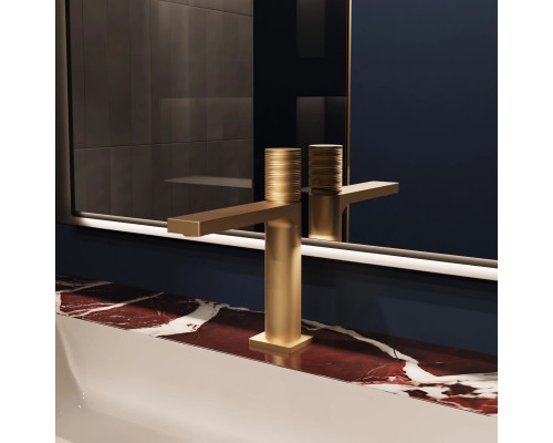 Смеситель для раковины Vincea Domus VBF-5DM01BG без донного клапана, золотой матовый