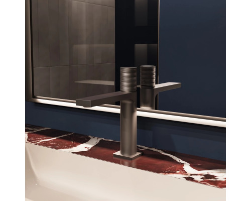 Смеситель для раковины Vincea Domus VBF-5DM01GM без донного клапана, вороненая сталь