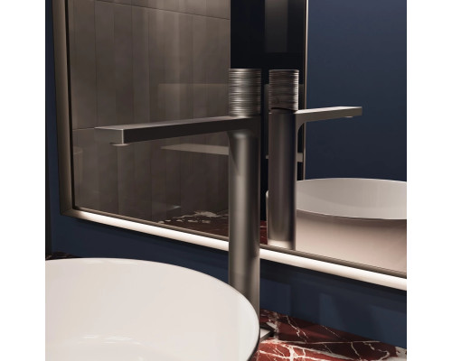 Смеситель для раковины Vincea Domus VBF-5DM02GM без донного клапана, вороненая сталь