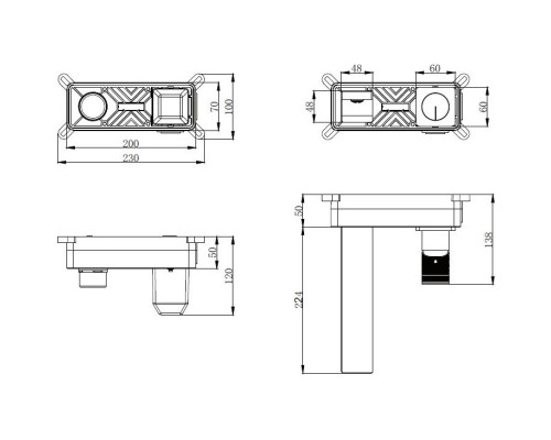 Смеситель для раковины Vincea Domus VBFW-5DM01CH встраиваемый, без донного клапана, хром