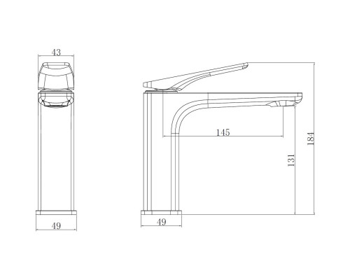 Смеситель для раковины Vincea Puro VBF-5P01GM без донного клапана,  вороненая сталь