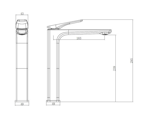 Смеситель для раковины Vincea Puro VBF-5P02GM без донного клапана, вороненая сталь