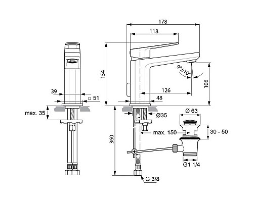 Заказать Смеситель для раковины с донным клапаном Ideal Standard Tonic II A6326AA в магазине сантехники Santeh-Crystal.ru