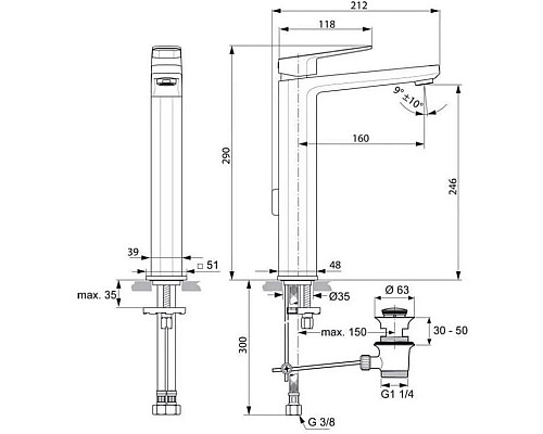 Заказать Смеситель для раковины с донным клапаном Ideal Standard Tonic II A6328AA в магазине сантехники Santeh-Crystal.ru