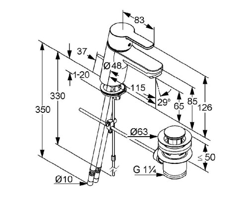 Купить Смеситель для раковины с донным клапаном Kludi Logo Neo 372820575 в магазине сантехники Santeh-Crystal.ru